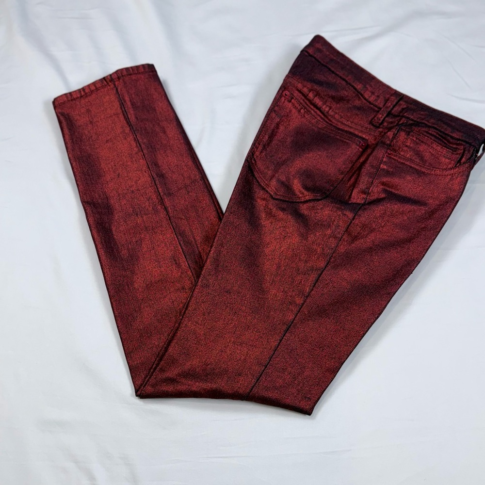 Hybrid & Company Wine/Burgundy Metallic Shimmer Skinny‎ Pants Size 9